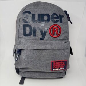 Superdry Japan Outdoor Originals Backpack Grey Blue Red Laptop Bag Commuter Pack